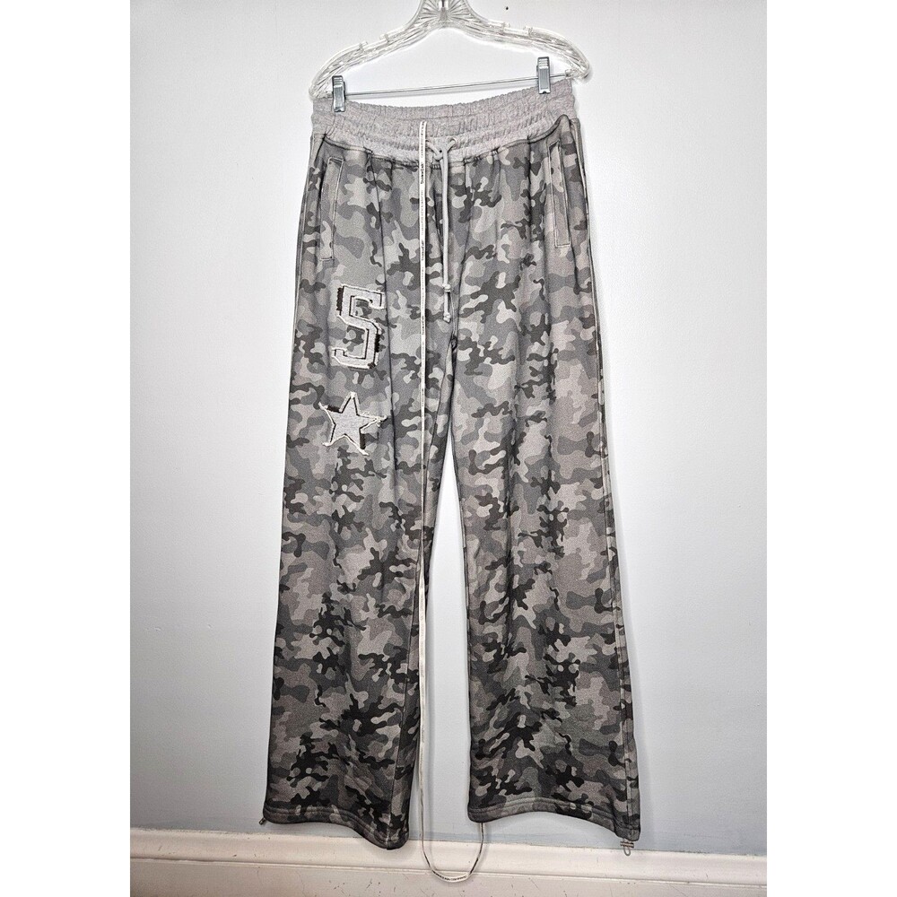 HIDDEN CULT Camo Pants Medium Wide Leg Drawstring Waist Sweatpants Rare NWT